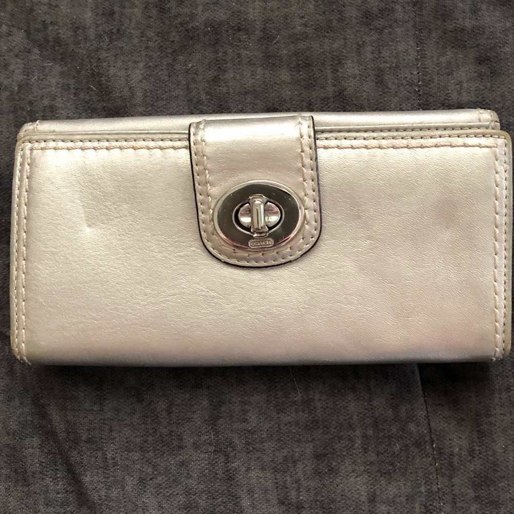 Metallic Silver Coach Wallet